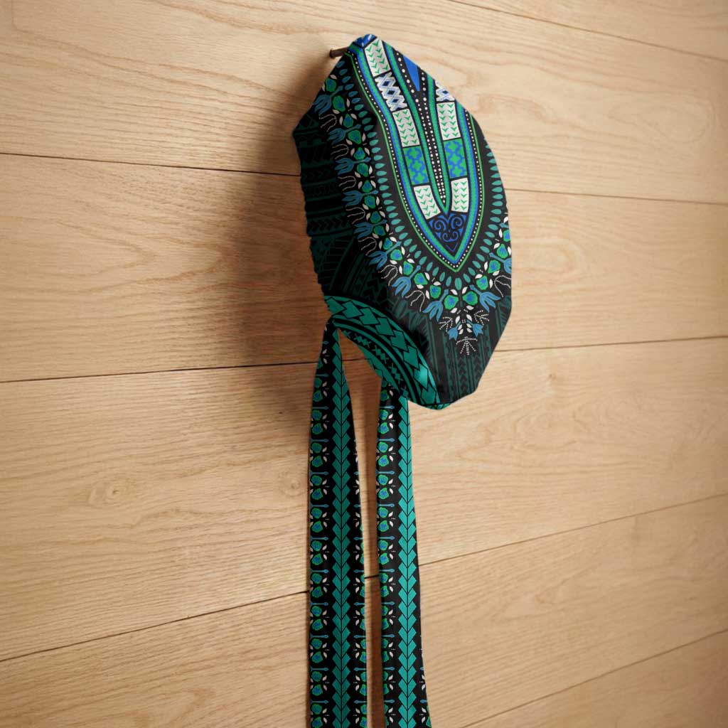African Dashiki and Polynesian Pattern Easy Headwrap Teal