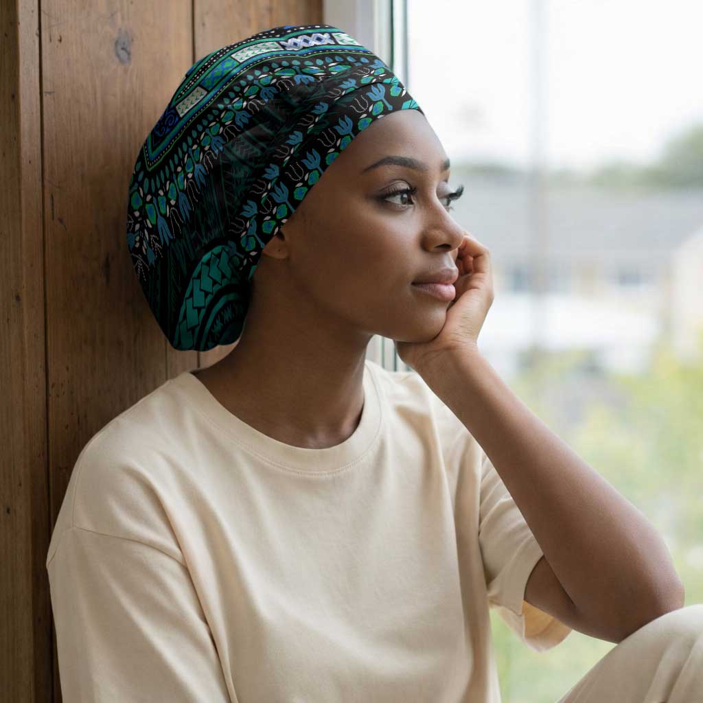 African Dashiki and Polynesian Pattern Easy Headwrap Teal