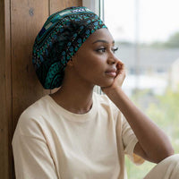 African Dashiki and Polynesian Pattern Easy Headwrap Teal