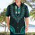 African Dashiki Hawaiian Shirt With Polynesian Pattern - Teal - Wonder Print Shop