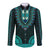 African Dashiki Long Sleeve Button Shirt With Polynesian Pattern - Teal - Wonder Print Shop