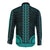 African Dashiki Long Sleeve Button Shirt With Polynesian Pattern - Teal - Wonder Print Shop