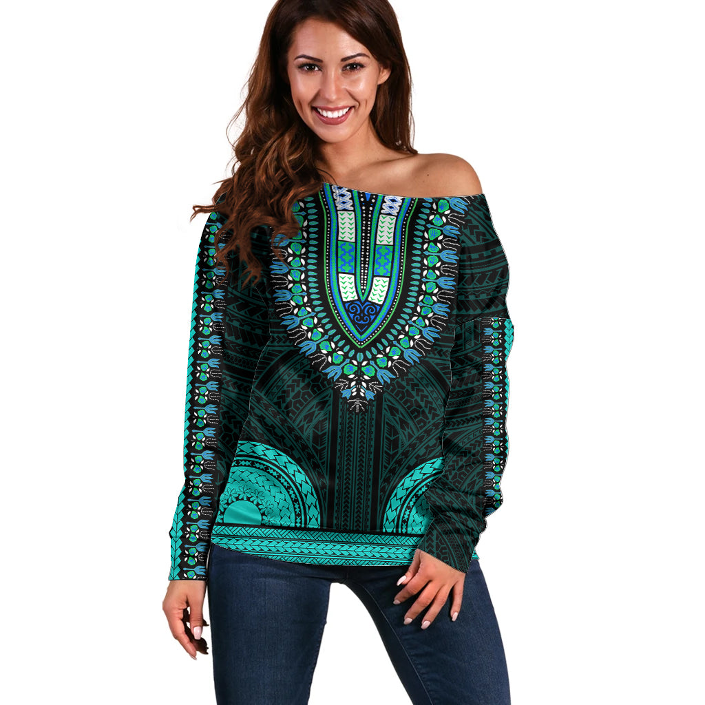 african-dashiki-off-shoulder-sweater-with-polynesian-pattern-teal