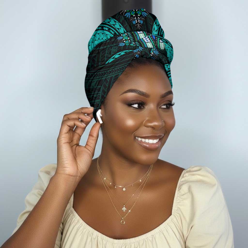 African Dashiki and Polynesian Pattern Simple Headwrap Teal