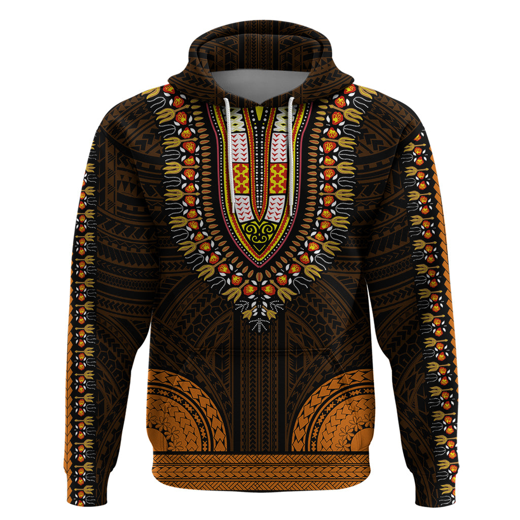 African Dashiki Hoodie With Polynesian Pattern - Gold - Wonder Print Shop