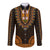 African Dashiki Long Sleeve Button Shirt With Polynesian Pattern - Gold - Wonder Print Shop