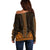 African Dashiki Off Shoulder Sweater With Polynesian Pattern - Gold - Wonder Print Shop