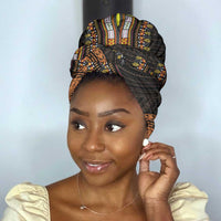 African Dashiki and Polynesian Pattern Simple Headwrap Gold