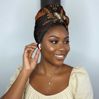 African Dashiki and Polynesian Pattern Simple Headwrap Gold
