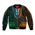 African Dashiki Bomber Jacket With Polynesian Pattern - Half Green and Gold LT9 - Wonder Print Shop