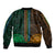 African Dashiki Bomber Jacket With Polynesian Pattern - Half Green and Gold LT9 - Wonder Print Shop