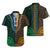 African Dashiki Hawaiian Shirt With Polynesian Pattern - Half Green and Gold - Wonder Print Shop