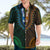 African Dashiki Hawaiian Shirt With Polynesian Pattern - Half Green and Gold - Wonder Print Shop