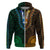 African Dashiki Hoodie With Polynesian Pattern - Half Green and Gold - Wonder Print Shop