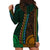 African Dashiki Hoodie Dress With Polynesian Pattern - Half Green and Gold - Wonder Print Shop