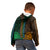 African Dashiki Kid Hoodie With Polynesian Pattern - Half Green and Gold - Wonder Print Shop