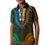 African Dashiki Kid Polo Shirt With Polynesian Pattern - Half Green and Gold - Wonder Print Shop