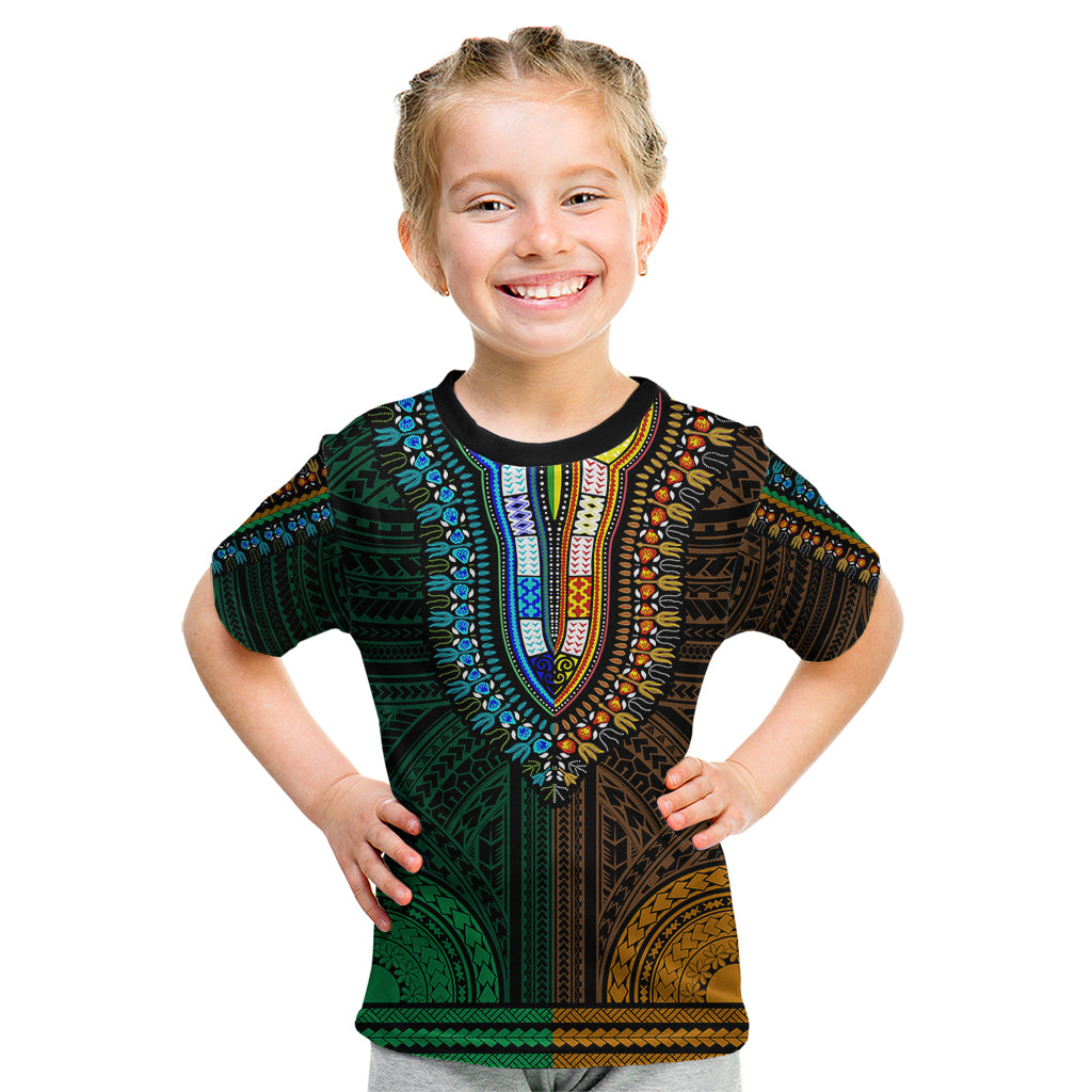 african-dashiki-kid-t-shirt-with-polynesian-pattern-half-green-and-gold