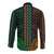 African Dashiki Long Sleeve Button Shirt With Polynesian Pattern - Half Green and Gold - Wonder Print Shop