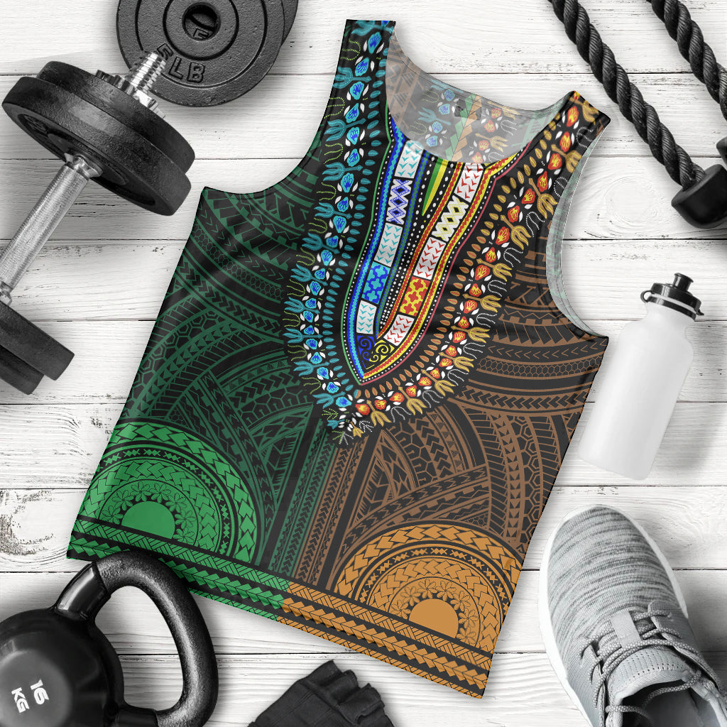 african-dashiki-men-tank-top-with-polynesian-pattern-half-green-and-gold