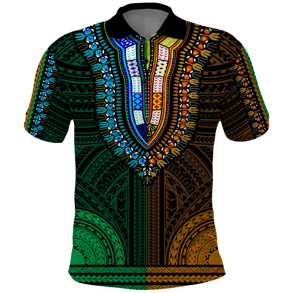 african-dashiki-polo-shirt-with-polynesian-pattern-half-green-and-gold