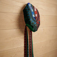 African Dashiki and Polynesian Pattern Easy Headwrap Half Green-Red