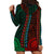 African Dashiki Hoodie Dress With Polynesian Pattern - Half Green and Red - Wonder Print Shop