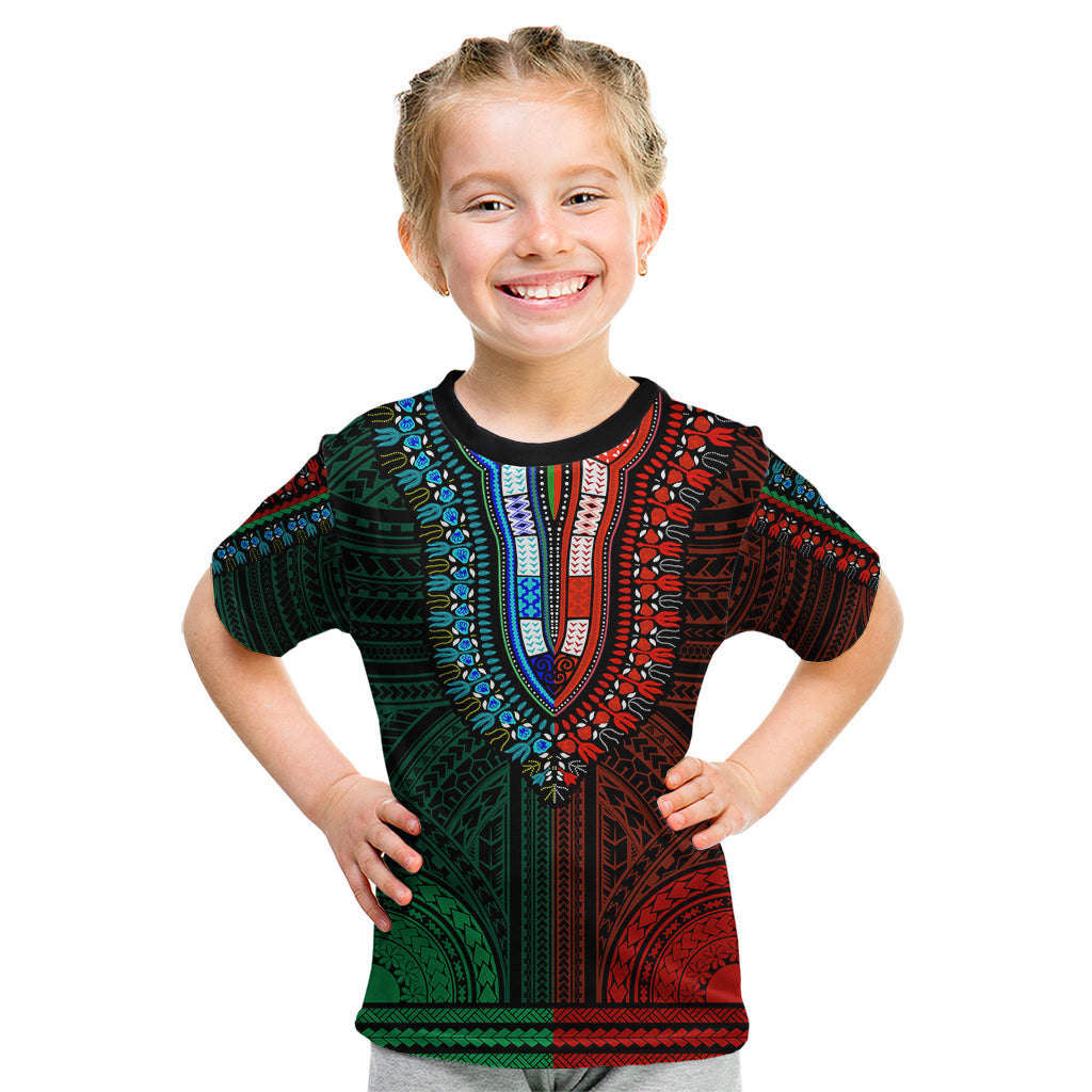 african-dashiki-kid-t-shirt-with-polynesian-pattern-half-green-and-red