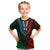 African Dashiki Kid T Shirt With Polynesian Pattern - Half Green and Red - Wonder Print Shop