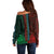 African Dashiki Off Shoulder Sweater With Polynesian Pattern - Half Green and Red - Wonder Print Shop