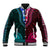 African Dashiki Baseball Jacket With Polynesian Pattern - Half Teal and Pink LT9 - Wonder Print Shop