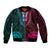 African Dashiki Bomber Jacket With Polynesian Pattern - Half Teal and Pink LT9 - Wonder Print Shop