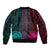 African Dashiki Bomber Jacket With Polynesian Pattern - Half Teal and Pink LT9 - Wonder Print Shop