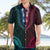 African Dashiki Hawaiian Shirt With Polynesian Pattern - Half Teal and Pink - Wonder Print Shop