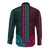 African Dashiki Long Sleeve Button Shirt With Polynesian Pattern - Half Teal and Pink - Wonder Print Shop