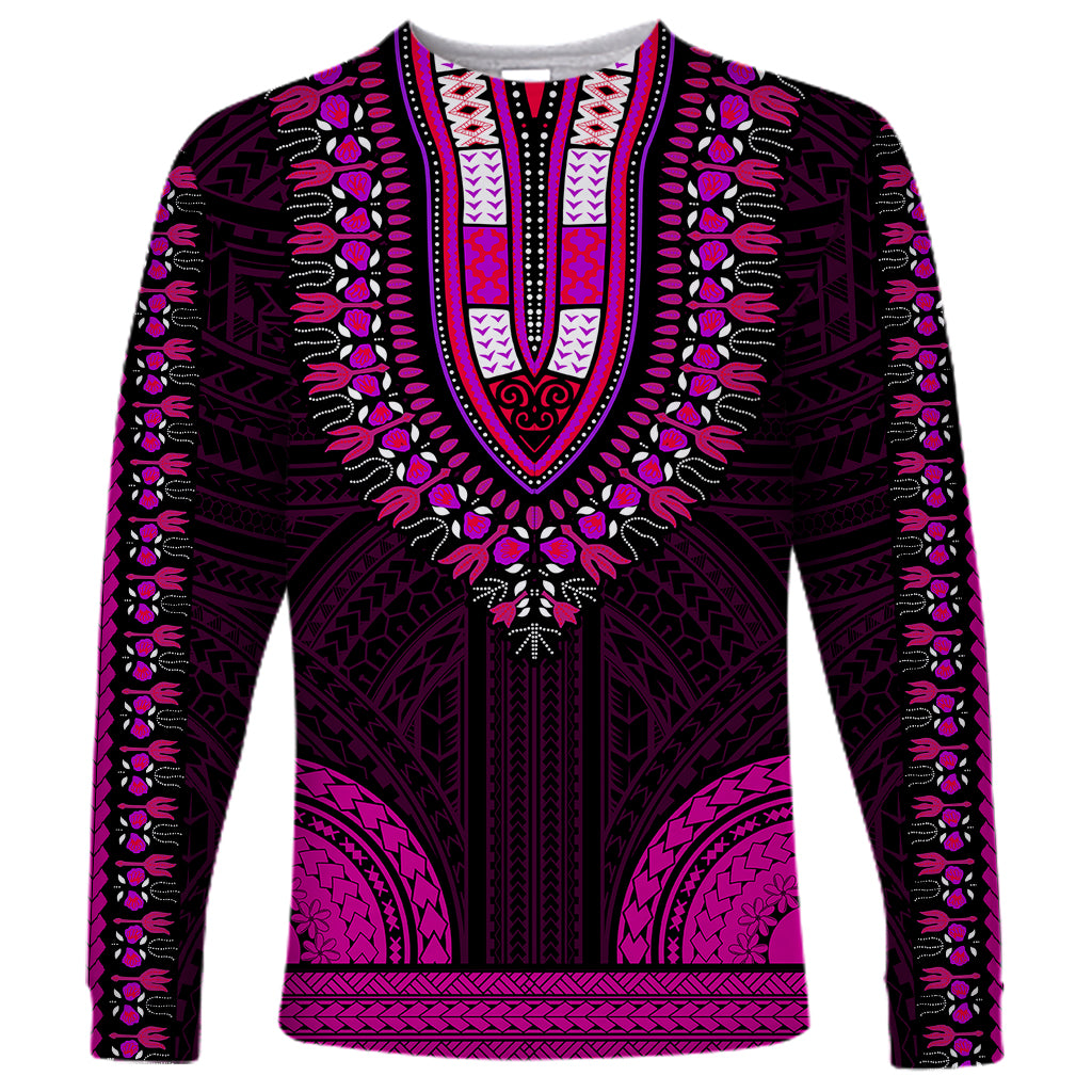 african-dashiki-long-sleeve-shirt-with-polynesian-pattern-pink