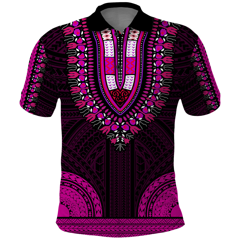 african-dashiki-polo-shirt-with-polynesian-pattern-pink