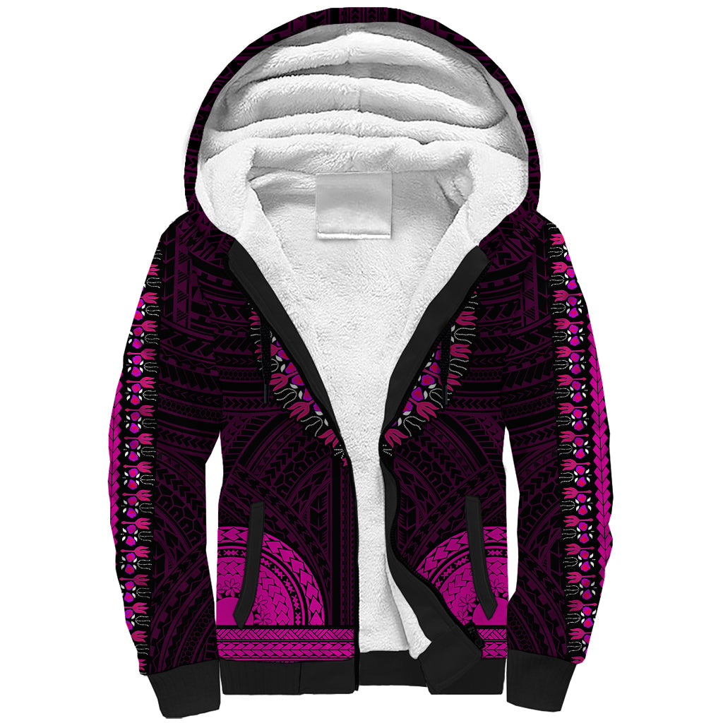 african-dashiki-sherpa-hoodie-with-polynesian-pattern-pink