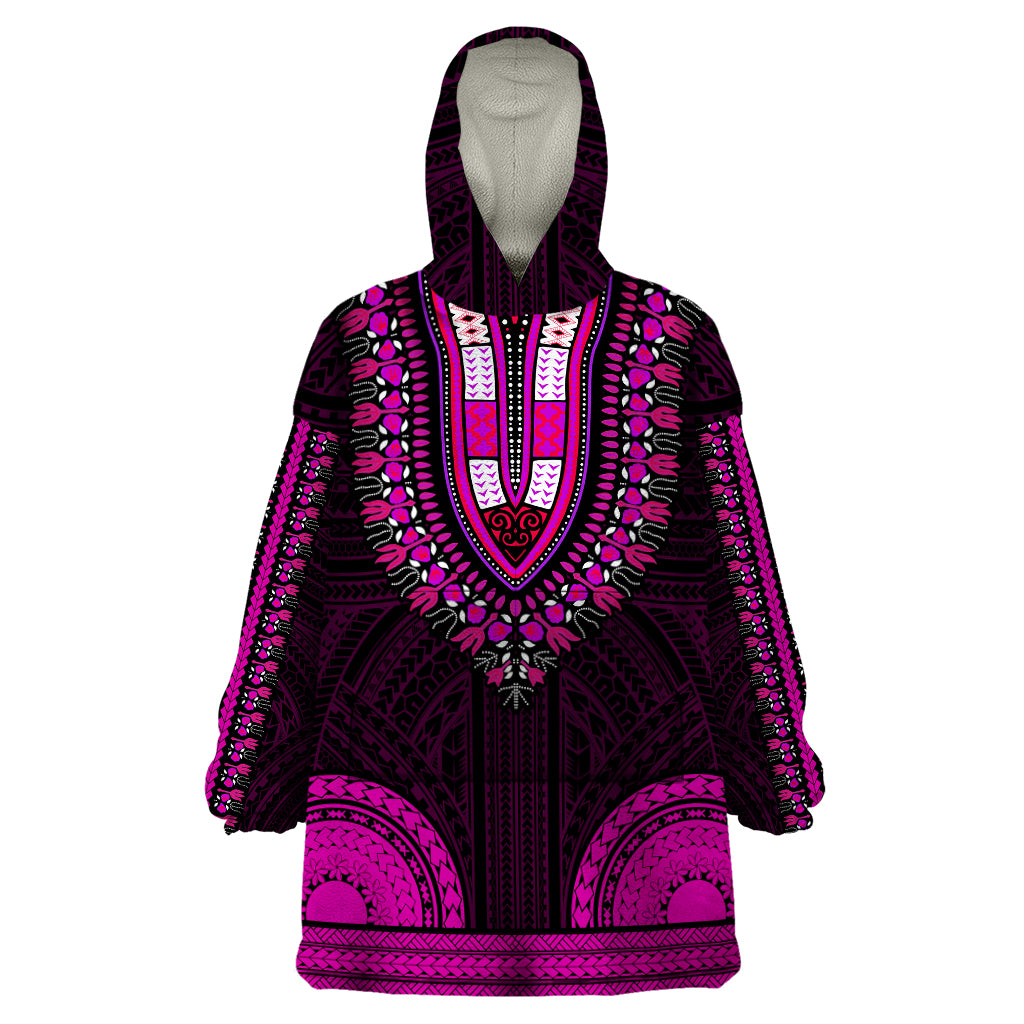 african-dashiki-wearable-blanket-hoodie-with-polynesian-pattern-pink