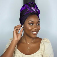 African Dashiki and Polynesian Pattern Simple Headwrap Purple
