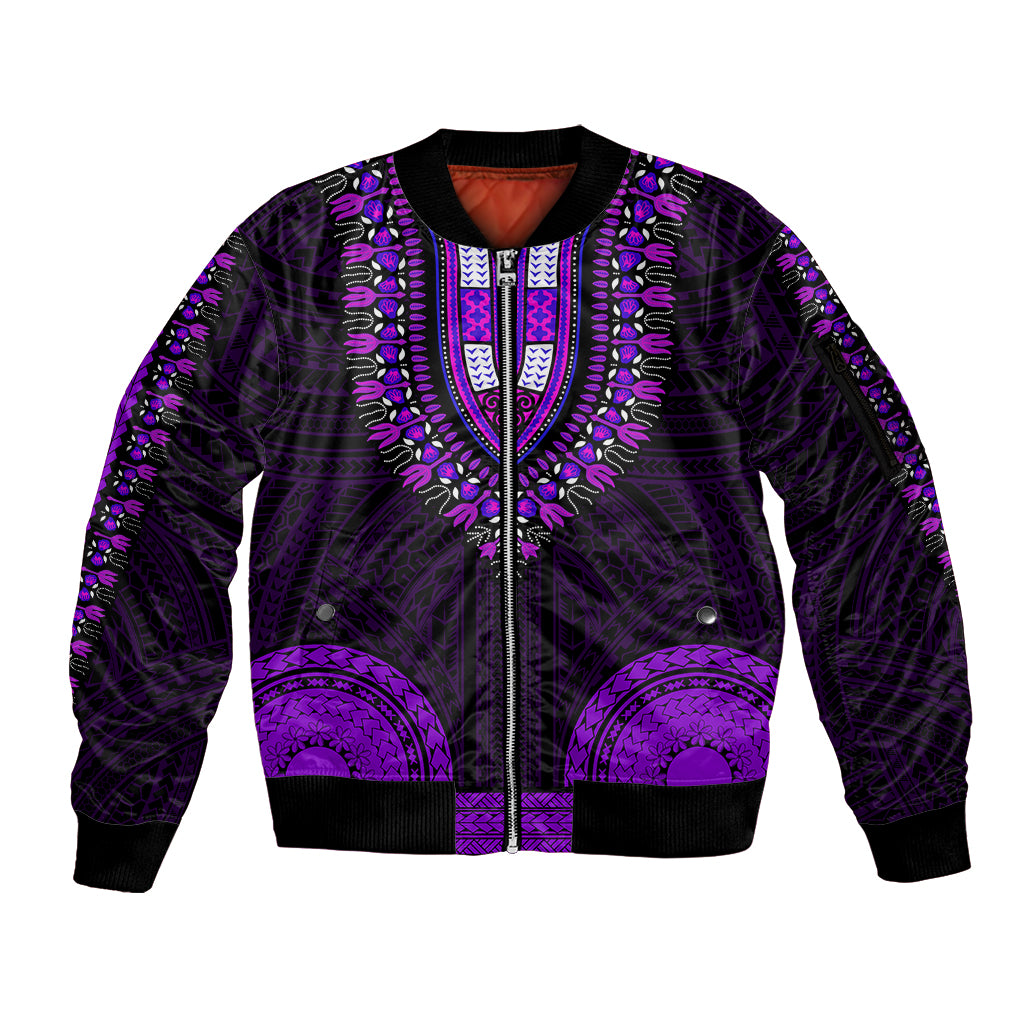 african-dashiki-sleeve-zip-bomber-jacket-with-polynesian-pattern-purple