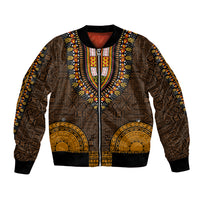 Unisex bomber jacket with gold tapa-inspired pattern, front zip and ribbed cuffs