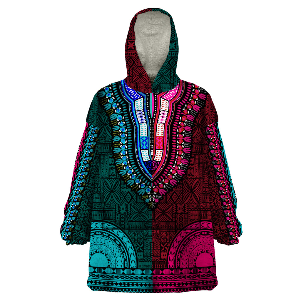 african-dashiki-wearable-blanket-hoodie-with-tapa-pattern-half-teal-and-pink