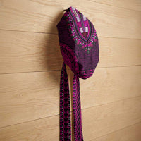 Pink Dashiki and Tapa Pattern Easy Headwrap Africa and Polynesia Together Culture