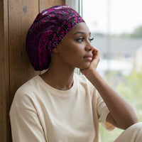 Pink Dashiki and Tapa Pattern Easy Headwrap Africa and Polynesia Together Culture