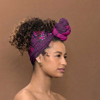 Pink Dashiki and Tapa Pattern Simple Headwrap Africa and Polynesia Together Culture