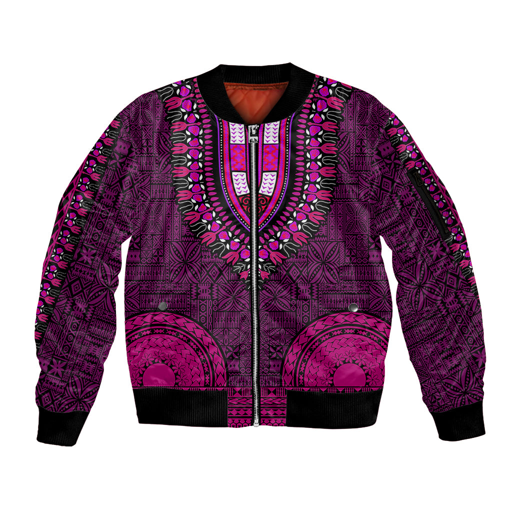 african-dashiki-sleeve-zip-bomber-jacket-with-tapa-pattern-pink