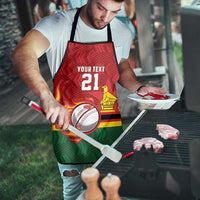 Zimbabwe Cricket Custom Apron The Chevrons Cricket Ball Fire - Wonder Print Shop
