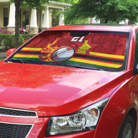 Zimbabwe Cricket Custom Auto Sun Shade The Chevrons Cricket Ball Fire - Wonder Print Shop