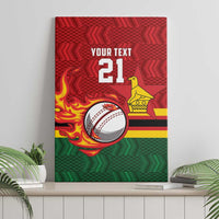 Zimbabwe Cricket Custom Canvas Wall Art The Chevrons Cricket Ball Fire - Wonder Print Shop